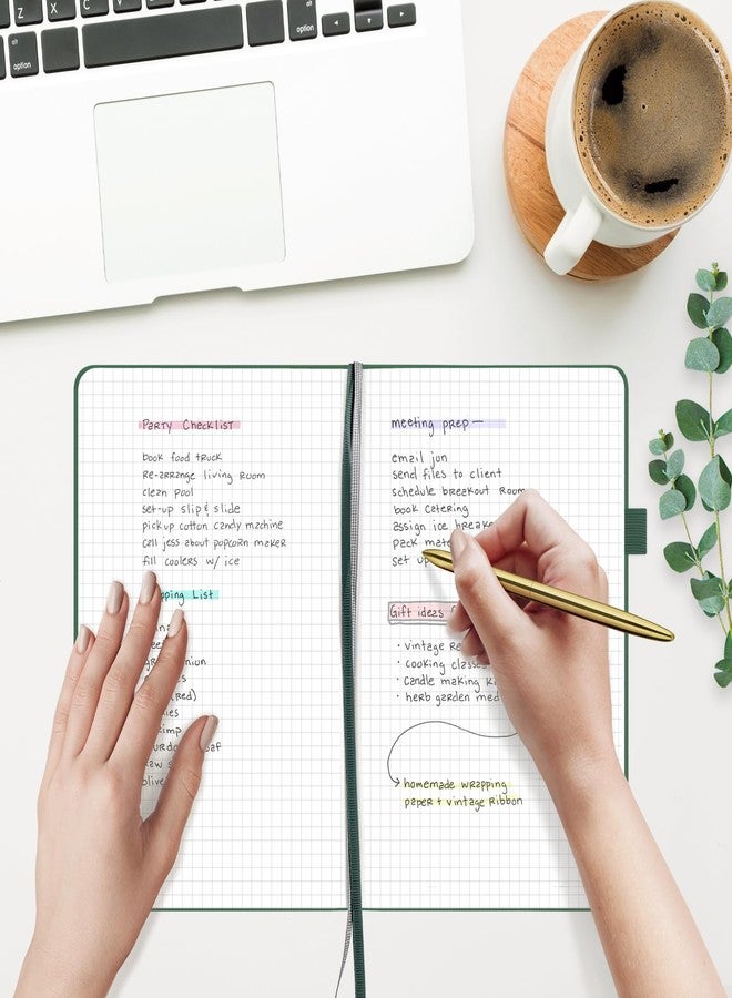 دفتر ملاحظات ⩓ Per Se Graph Journal، 160 صفحة، 14.5 × 20.32 سم، دفتر ملاحظات سميك مسطر للكتابة اليومية، مجلد شبكي (عبوة واحدة، أخضر) - Image 5