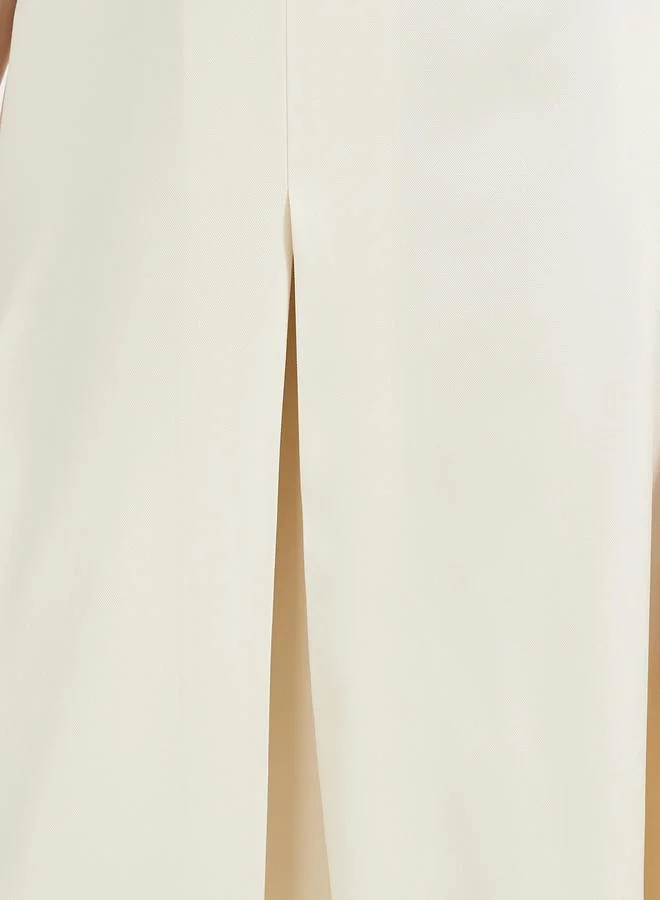 Styli Solid Pleated A-Line Midi Skirt