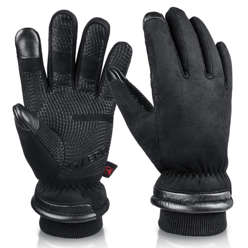 OZERO Snow Ski Gloves for Men Waterproof and Touch Screen Fingers Insulated Cotton Warm in Cold Weather Winter Black XXL
