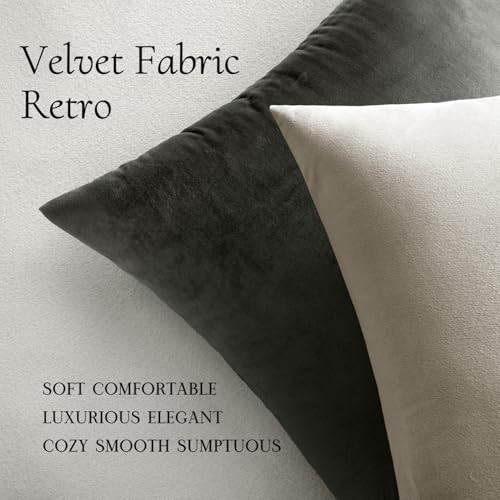 MIULEE Pack of 2 Velvet Pillow Covers Decorative Square Pillowcase Soft Solid Cushion Case for Sofa Bedroom Car 12 x 12 Inch Cream White - Image 5