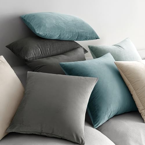 MIULEE Pack of 2 Velvet Pillow Covers Decorative Square Pillowcase Soft Solid Cushion Case for Sofa Bedroom Car 12 x 12 Inch Cream White - Image 4