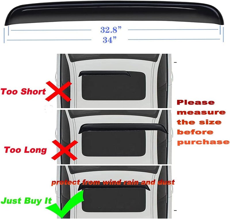 Puermto 34inch 880mm Universal Sun roof Wind Deflector, 1pc Dark Smoke Auto Moonroof Window Visor for Deflecting Rain, Noise and Windy Weather with Waterproof Double Side Tape RN88 - Image 3
