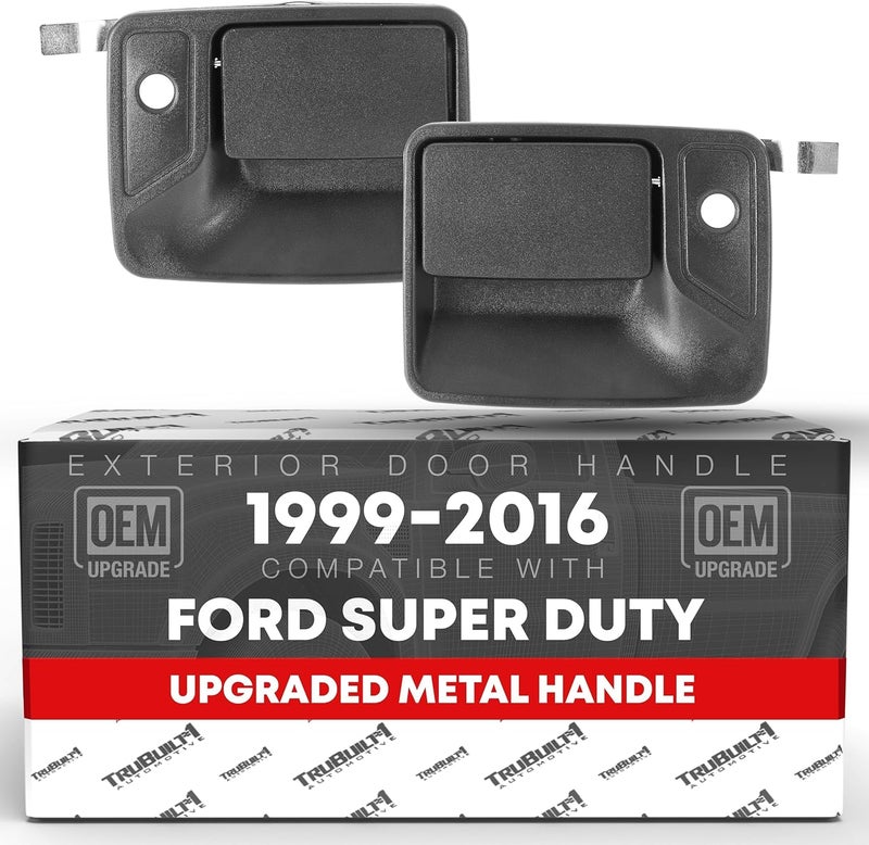 T1A Exterior Front Driver and Passenger Door Handle Replacement, Upgraded Metal - Compatible with 1999-2016 Ford F-Super Duty - Textured Black - OEM 7C3Z-2522405-Metal, 7C3Z-2522404-Metal - Image 1