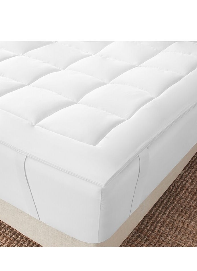 House One Microfiber Mattress Topper14 cm With Microfiber Filling and Rubber Corners Edges - 200x180 cm - White  - Image 2