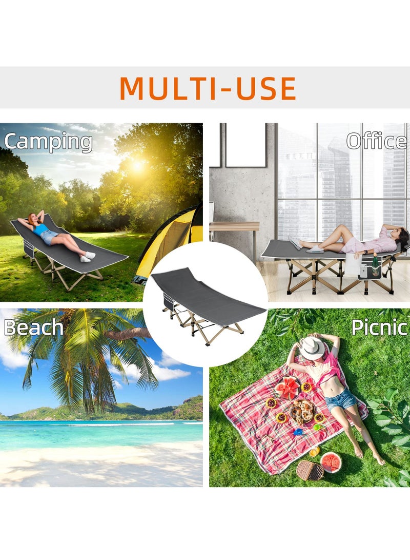 XiuWoo Folding camping cot, sleeping cot for adult, 190*71cm extra wide heavy duty camping cot max load 600LBS with carry bag, portable camping cot for outdoor camping/office, home nap - Image 5