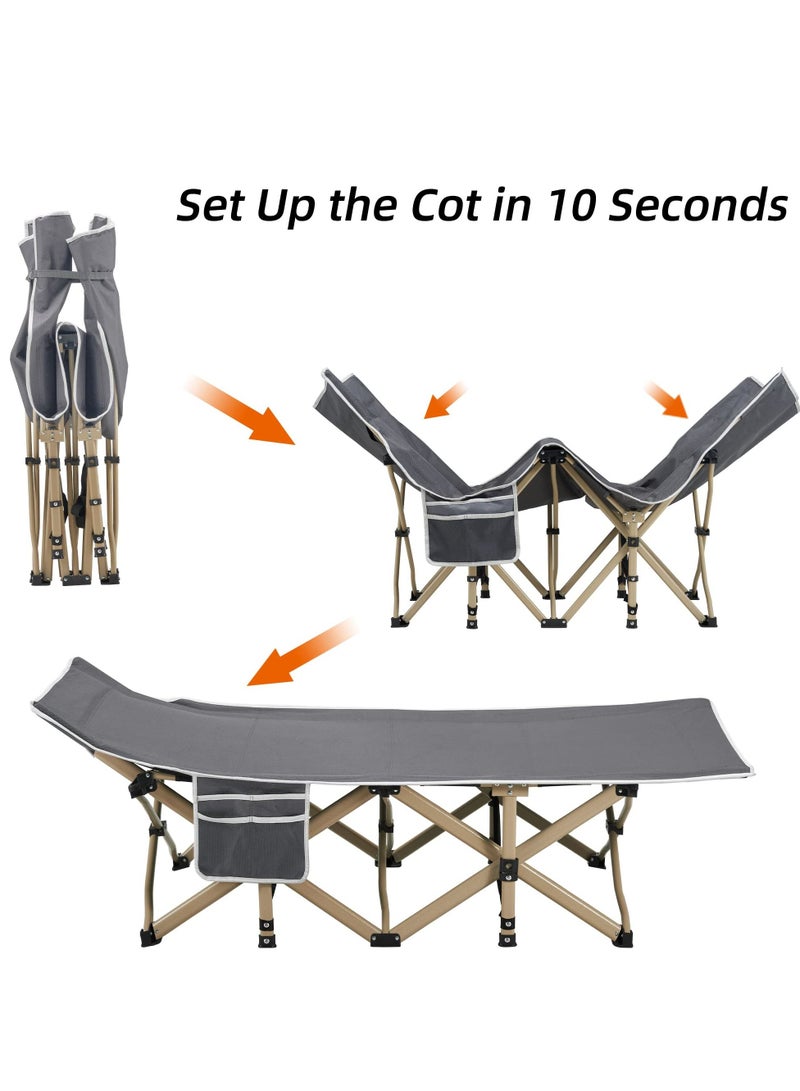 XiuWoo Folding camping cot, sleeping cot for adult, 190*71cm extra wide heavy duty camping cot max load 600LBS with carry bag, portable camping cot for outdoor camping/office, home nap - Image 2