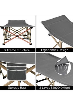 XiuWoo Folding camping cot, sleeping cot for adult, 190*71cm extra wide heavy duty camping cot max load 600LBS with carry bag, portable camping cot for outdoor camping/office, home nap  - Image 3