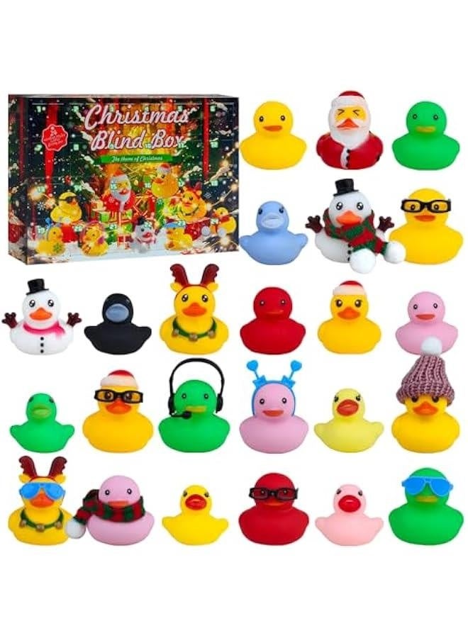 Advent Calendar Rubber Ducks 24 Days - 2024  Countdown Toys,Ducks Blind Box-Fun Xmas Countdown Bath Toys,Gift, Decoration, Collection. (A)  - Image 1
