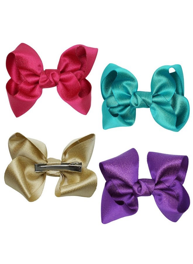 ZOONAI 3 Inch Baby Girl Hair Bows Clips Hairpin Headwear Little Teen Toddler Girls Kids Teens Toddlers Hair Accessories - Set of 2 (Light Gold) - Image 4