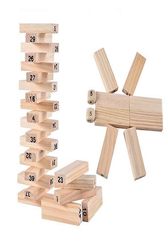 Big Size Non-Toxic Wooden Building Blocks – 54 Pieces Stacking Tower Game - Image 1