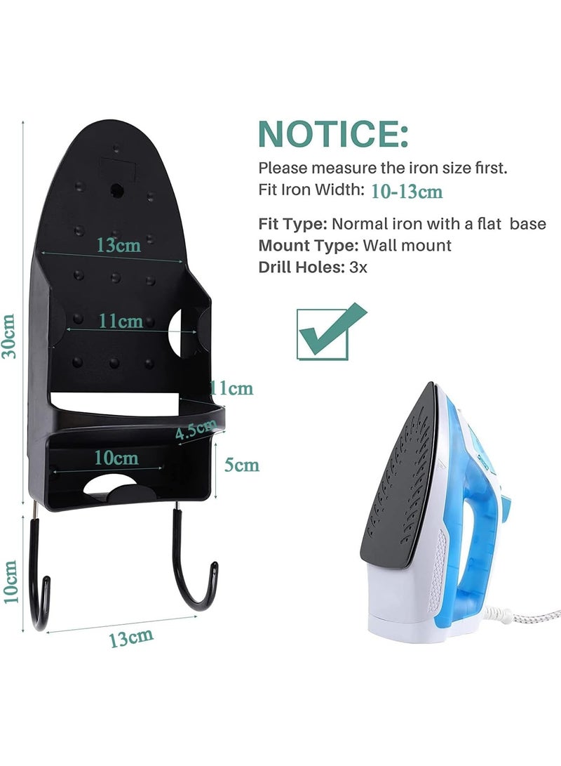 حامل طاولة الكي ، منظم تخزين مثبت على الحائط ، رف حمام منزلي مع منظم تخزين صينية مقاوم للحرارة يتم تركيبه بسهولة على الحائط ، أسود - Image 3