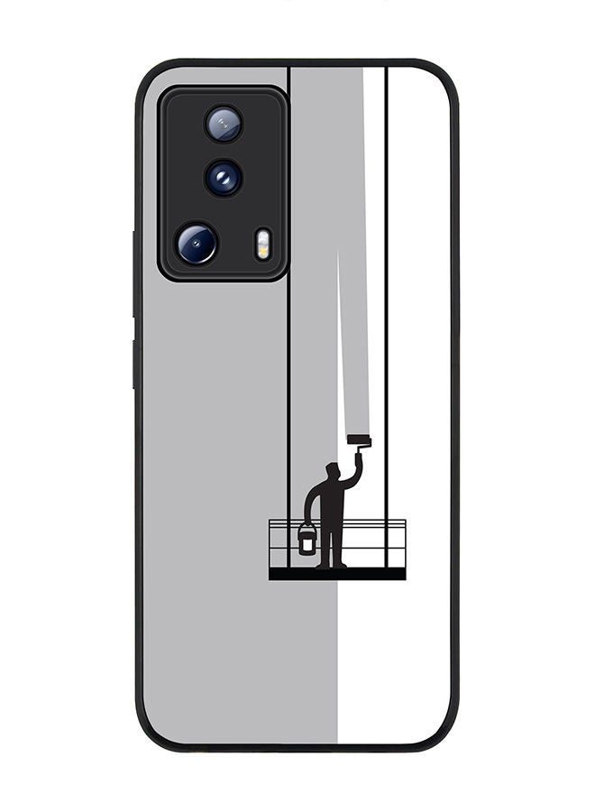 Stylizedd Rugged Black edge case for Xiaomi 13 Lite 5G / Xiaomi Civi 2 5G, Slim fit Soft Case Flexible Rubber Edges Anti Drop TPU Gel Thin Cover -  Paint Hanger (Grey) - Image 1