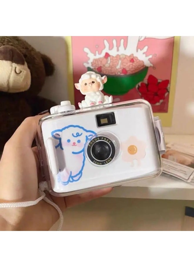 Generic The Student Party Can Take Pictures Of Color Photos With High Pixels For Children With High-definition Retro Camera-Color:Little Sheep Exquisite Gift Box Packaging - Package 2: Single Camera + 24 Color Films + Gifts  - Image 1