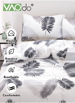 VAOdo 4PCS Bedding Set King Size Comforter Set Skin-Friendly Solid Color Breathable Tropical Rainforest Style Duvet Cover Set 2.0M Bed 220*240CM  - Image 2