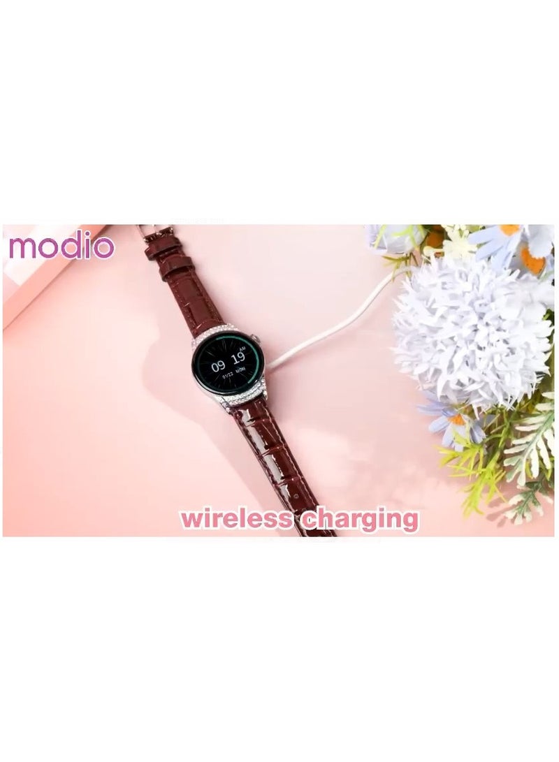 موديو ساعة موديو روز 1 الذكية للسيدات مع 3 أزواج من الأشرطة وشاحن لاسلكي، لون أسود - Image 4