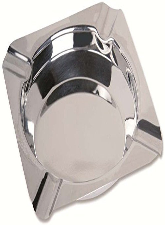 Chef Direct Stainless Steel Square Ashtray 11.5 cm/Table Top, Desktop Ash Tray for Indoor Outdoor Home Office use (2 PCS Set) - Image 1