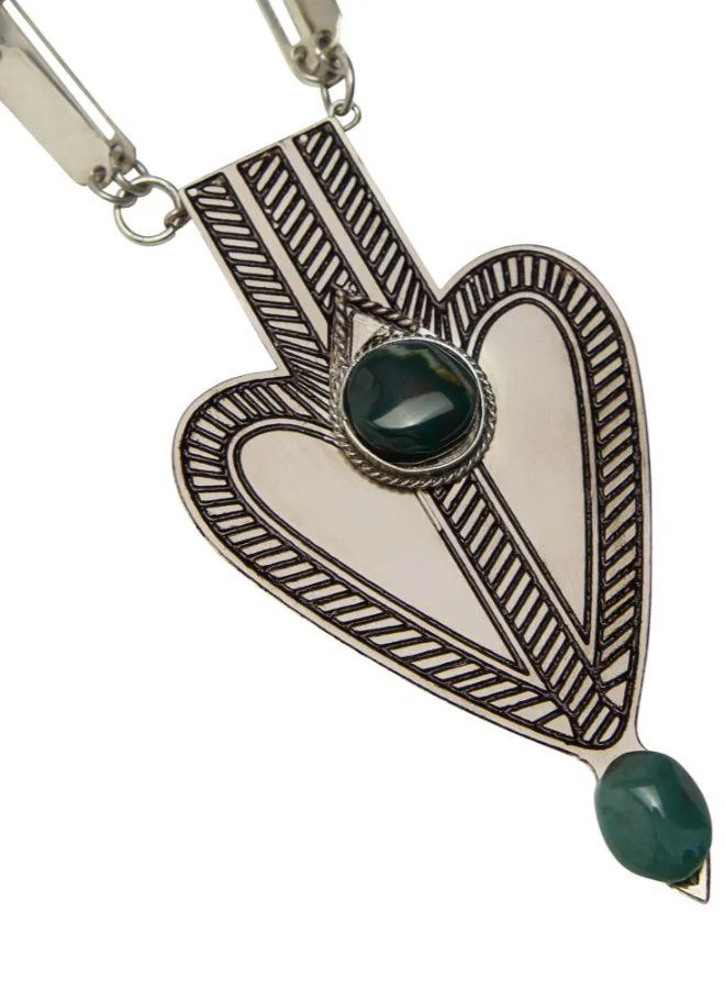 PARFOIS Long Necklace With Heart Pendant And Stones