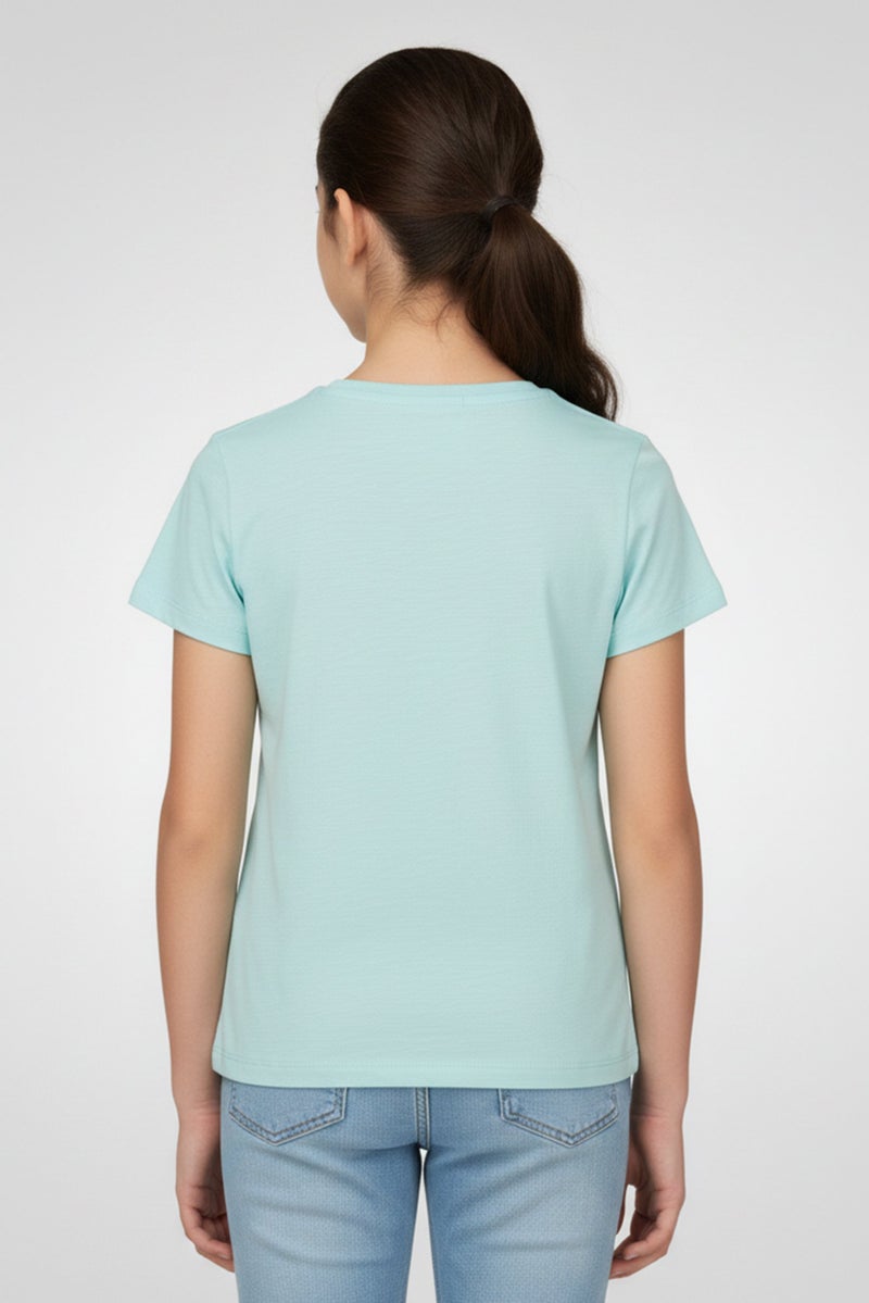 Hamleys Kids Girl Graphic Print Short Sleeve T-Shirt, Mint Green - Image 2