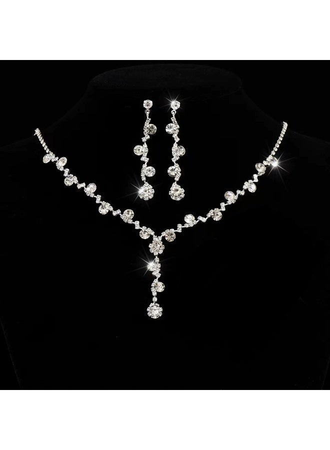 4Pcs Clutch Bag Rhinestone Jewelry Set with Necklace Earrings Bracelets Rhinestone Purse Bag Evening Bag Wedding Bridal Bridesmaid Costume Jewelry Set for Women and Girls Dress Accessories - Image 3