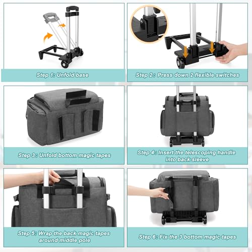 CURMIO Rolling Teacher Bag, Rolling Cart for Teachers with Wheels, Large Teacher Tote Bag for Women, Gray(Patented Design) - Image 5