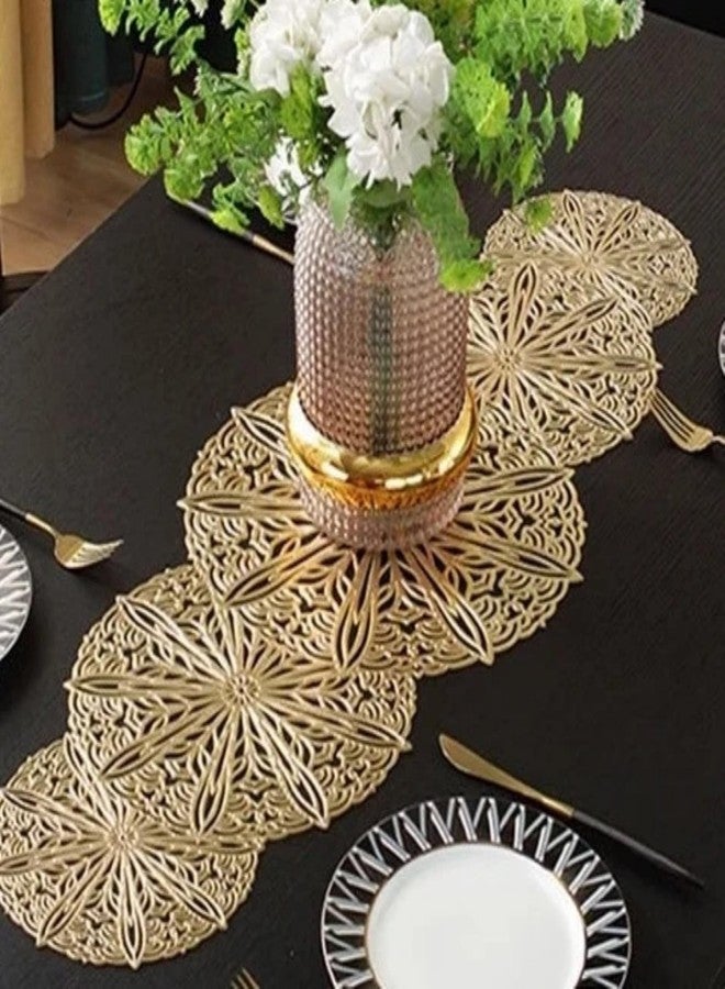 MONKDECOR (O.F) Table Runner | Coffee Table Runner | Center Table Runner | Dining Table Runner | Kitchen Runner | Leather Runner for Party, Wedding, Family Dinners | Gola | Golden - Image 1
