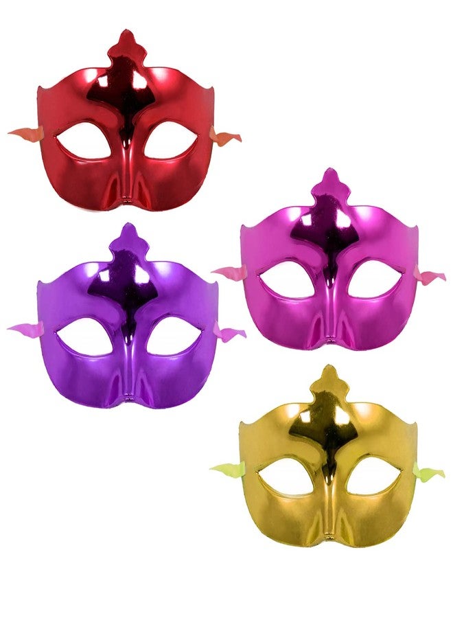 KAVIN Colourful Eye Wear Party Mask Birthday Theme Decoration Party Face Cover For Girls And Women Random Colours (Set Of 4(M1)) - Image 1