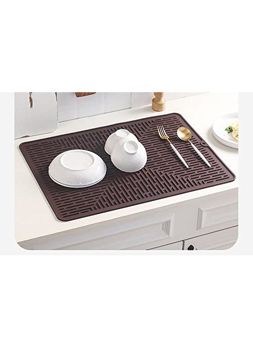 NILKANTH - NILKANTH® Dish Drying Mat for Kitchen, Silicone Dishes Drying Mats for Counter, Rubber Dish Dryer Pad, Heat Resistant & Easy to Clean for Pots and Pans Brown (40 x 30) - Image 1