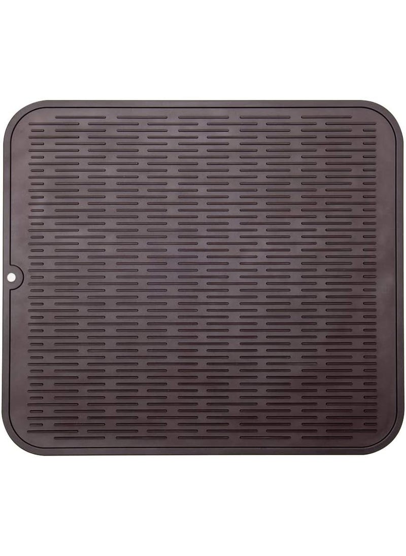 NILKANTH - NILKANTH® Dish Drying Mat for Kitchen, Silicone Dishes Drying Mats for Counter, Rubber Dish Dryer Pad, Heat Resistant & Easy to Clean for Pots and Pans Brown (40 x 30) - Image 1