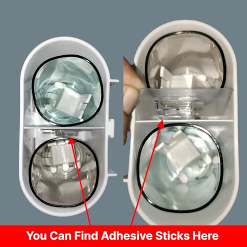 MosQuick®Bathroom Organiser Without Drill Tooth Brush Holder Bathroom with 2 Inverted Cups Brush Holder for Bathroom Bathroom Accessories Set Toothbrush Holders for Bathroom wall Toothbrush Holder - Image 4
