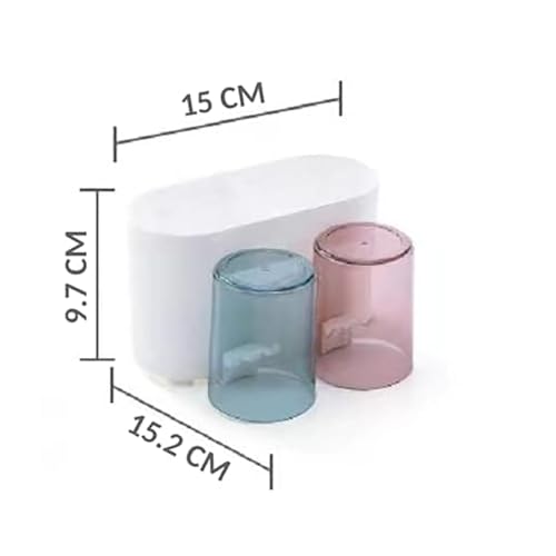MosQuick®Bathroom Organiser Without Drill Tooth Brush Holder Bathroom with 2 Inverted Cups Brush Holder for Bathroom Bathroom Accessories Set Toothbrush Holders for Bathroom wall Toothbrush Holder - Image 2