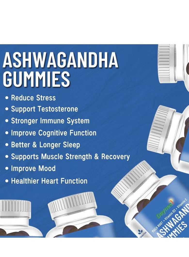 Daynee Ashwagandha Gummies Reduce Stress Support Sleep Muscle Strength Vitamin D/C Vegan Gummy 60pcs  - Image 5