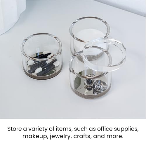 OfficeGoods 3-Tier Stackable Acrylic Holder- Stylish Desk Organizer and Storage for Office or Home – Transparent Round Design with Silver Metal Base - Image 3