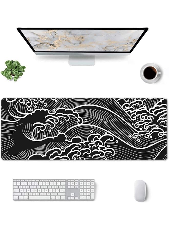 erorex Large Gaming Mouse Pad Extended Xl Mouse Pad White Wave Mouse Pad With Anti Slip Base 31.5 X 11.8 Inch Mouse Pad For Home Office Gaming Working - Image 2