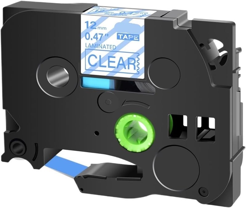 1Pcs TZ Tape Compatible for Label Cartridge 9mm 12mm 18mm 211 221 231 251 Labeling Ribbon(Blue on Clear,12mm) - Image 1