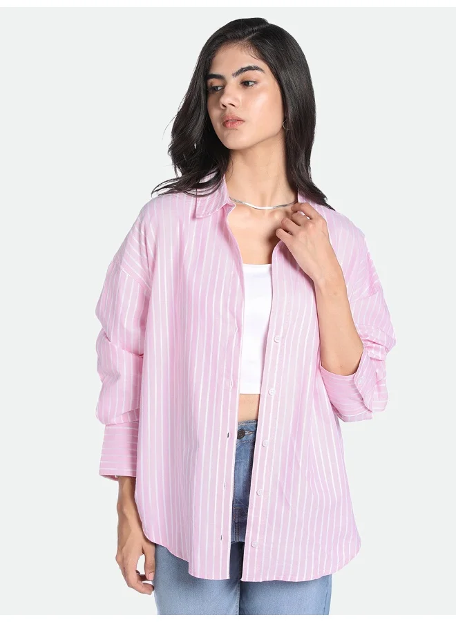 دينيس لينغو Red Casual Shirt for Women, Relaxed Fit, Cotton Comfort