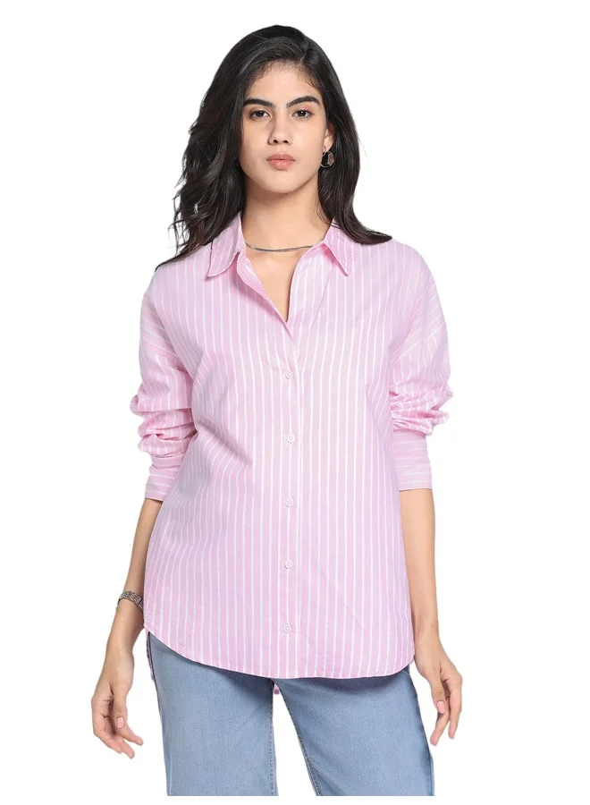 دينيس لينغو Red Casual Shirt for Women, Relaxed Fit, Cotton Comfort