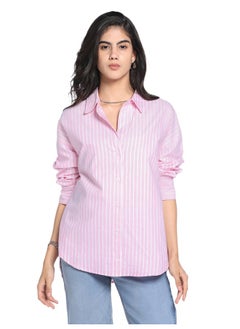 Dennis Lingo Red Casual Shirt for Women, Relaxed Fit, Cotton Comfort  - Image 3