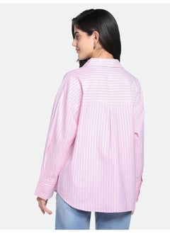 Dennis Lingo Red Casual Shirt for Women, Relaxed Fit, Cotton Comfort  - Image 2