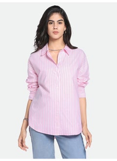 Dennis Lingo Red Casual Shirt for Women, Relaxed Fit, Cotton Comfort  - Image 1