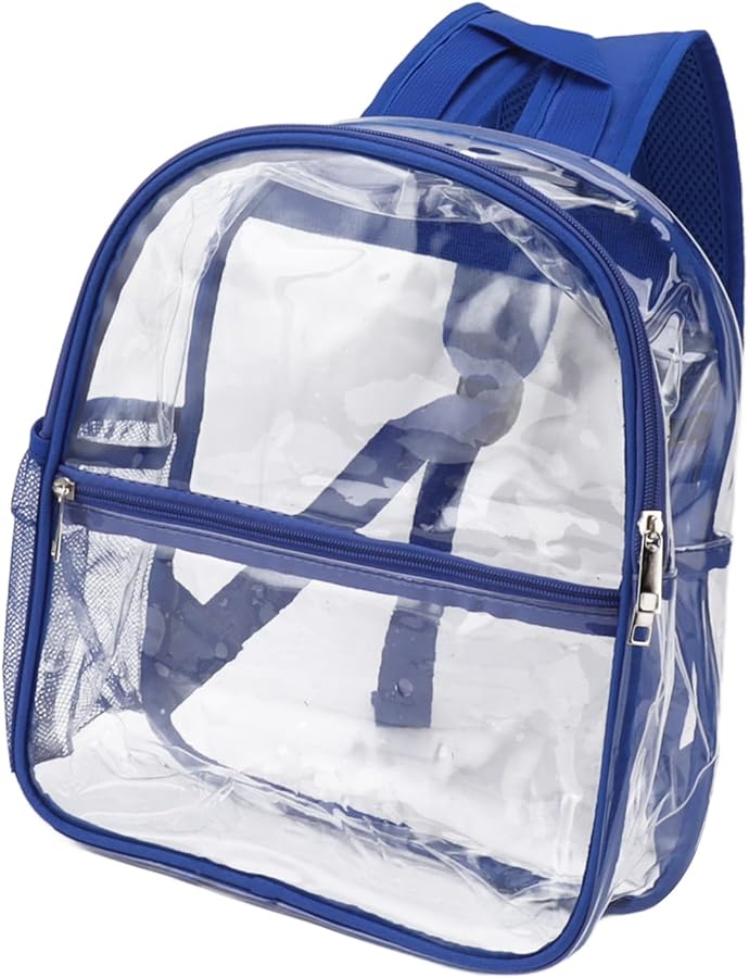 Blue Transparent Backpack High Capacity PVC Zipper Design For School Travel Beach - Image 3