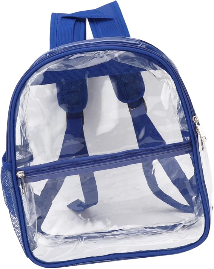 Blue Transparent Backpack High Capacity PVC Zipper Design For School Travel Beach - Image 5