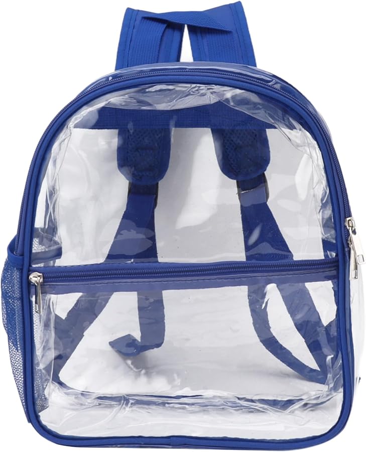 Blue Transparent Backpack High Capacity PVC Zipper Design For School Travel Beach - Image 1