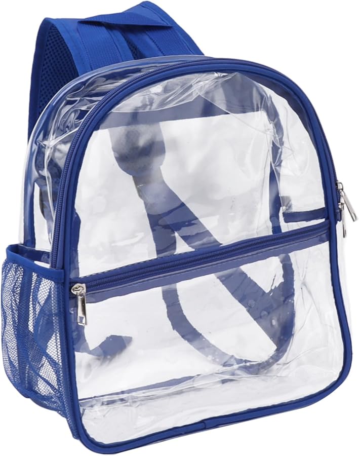 Blue Transparent Backpack High Capacity PVC Zipper Design For School Travel Beach - Image 4