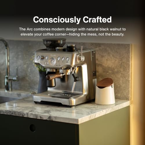 CREMA Coffee Products Arc Knock Box | Holds 12–16 Espresso Pucks| Durable,Stain-ResistantBuild withNon-Slip Base|Elegant WalnutPlastic Lid Design| EasyClean-Up &Moisture Control|White Finish - Image 3