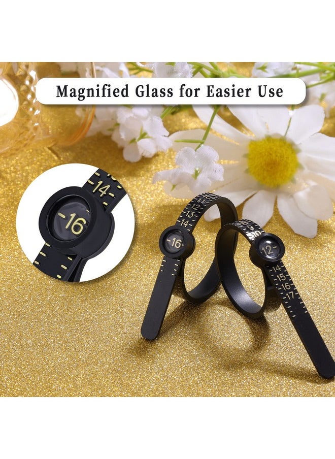 KINBOM - 2Pcs Ring Sizer Belt Measuring Tool Reusable Finger Size Gauge Finger Size Gauge Measure Tool Finger Sizer Jewelry Sizing Tool 117 Us Rings Size (Black) - Image 1