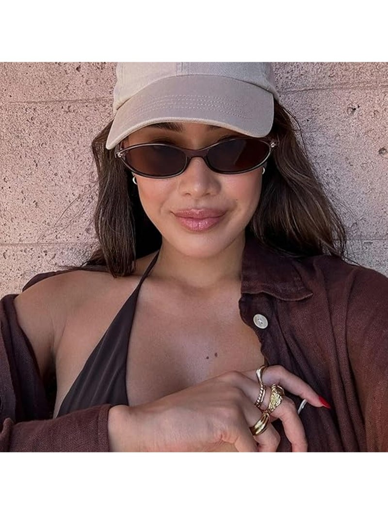 أوللاي 2 جهاز كمبيوتر شخصي نظارات شمسية بيضاوية للنساء أنيقة عيون القط 90s Sunnies خفيفة الوزن ظلال ضيقة نظارات شمسية حماية من الأشعة فوق البنفسجية عصرية - Image 5