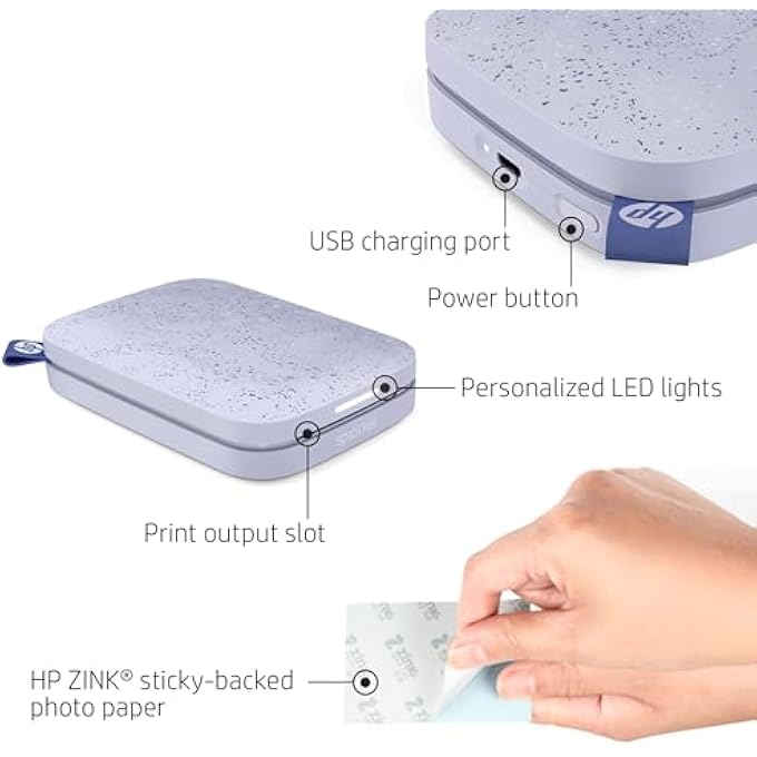HEWLETT PACKARD SPROCKET PORTABLE 2X3 INCH INSTANT PHOTO PRINTER (LILAC) PRINT PICTURES ON ZINK STICKY-BACKED FROM YOUR IOS & ANDROID DEVICE - Image 2