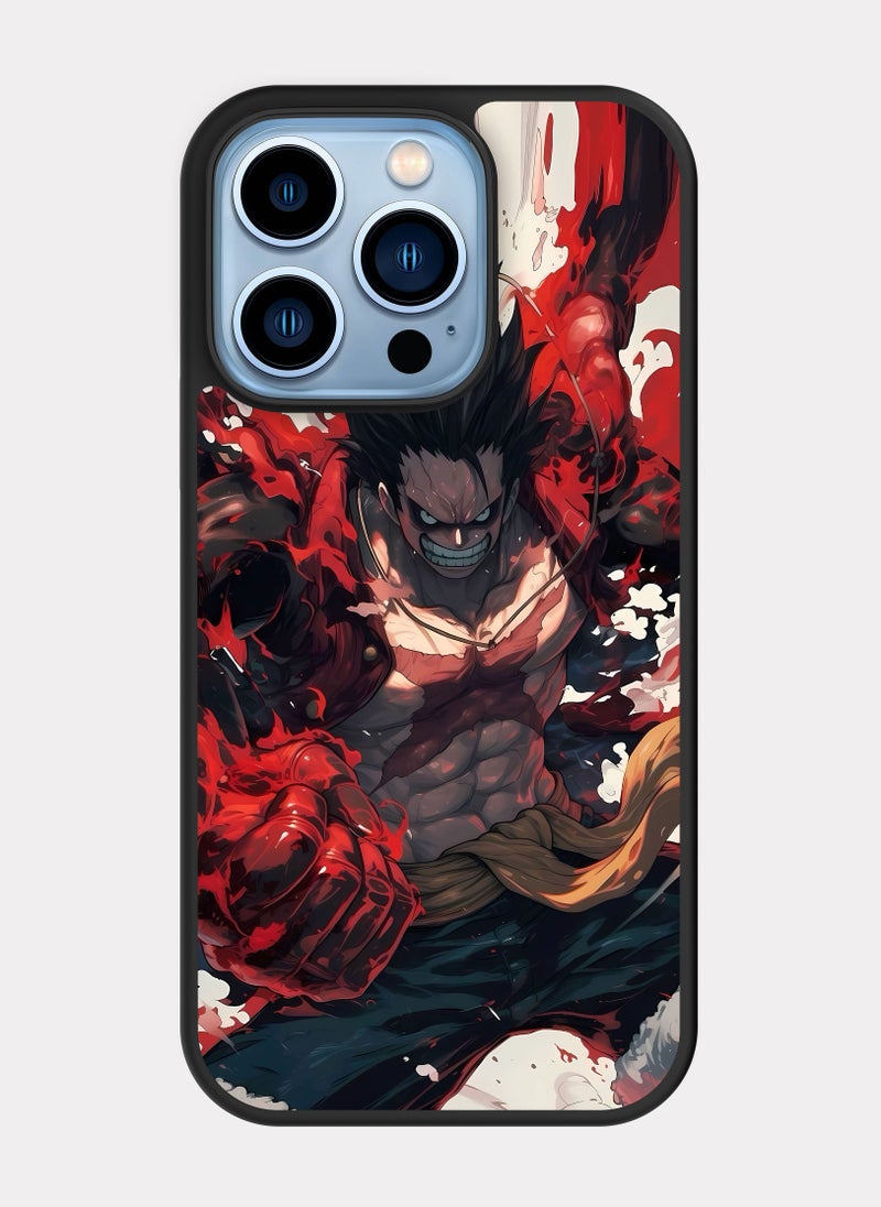 بكسلات كفر ايفون 13 برو ون بيس مونكي دي لوفي احمر - Image 1