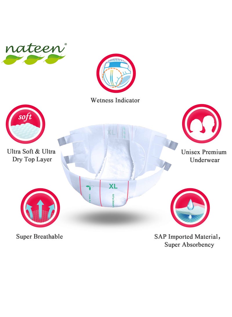 nateen Combi Plus Incontinence Adult Diaper,X-Large,Waist Size 130-175cm,80 Count Adult Diapers, with Super Absorbent Layer, Leak Guard,Disposable Underwear for Men&Women-2240ml Absorbency.  - Image 3