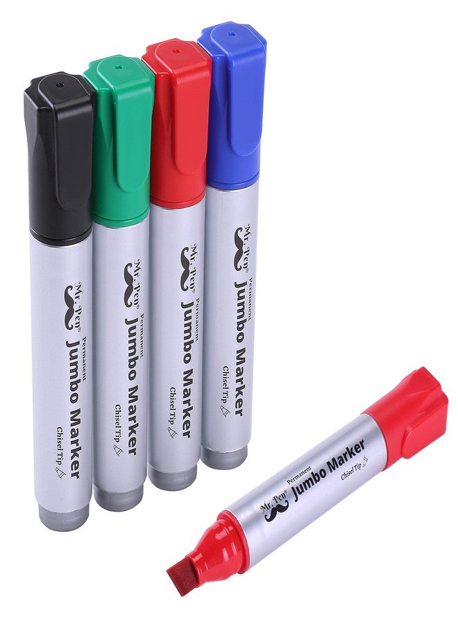 Mr. Pen- Jumbo Permanent Markers, 4 Pack, Assorted Color, Chisel Tip, Large Permanent Markers, King Permanent Marker, Color Permanent Markers Set, Jumbo Markers, Permanent Markers, Huge Poster Markers - Image 1